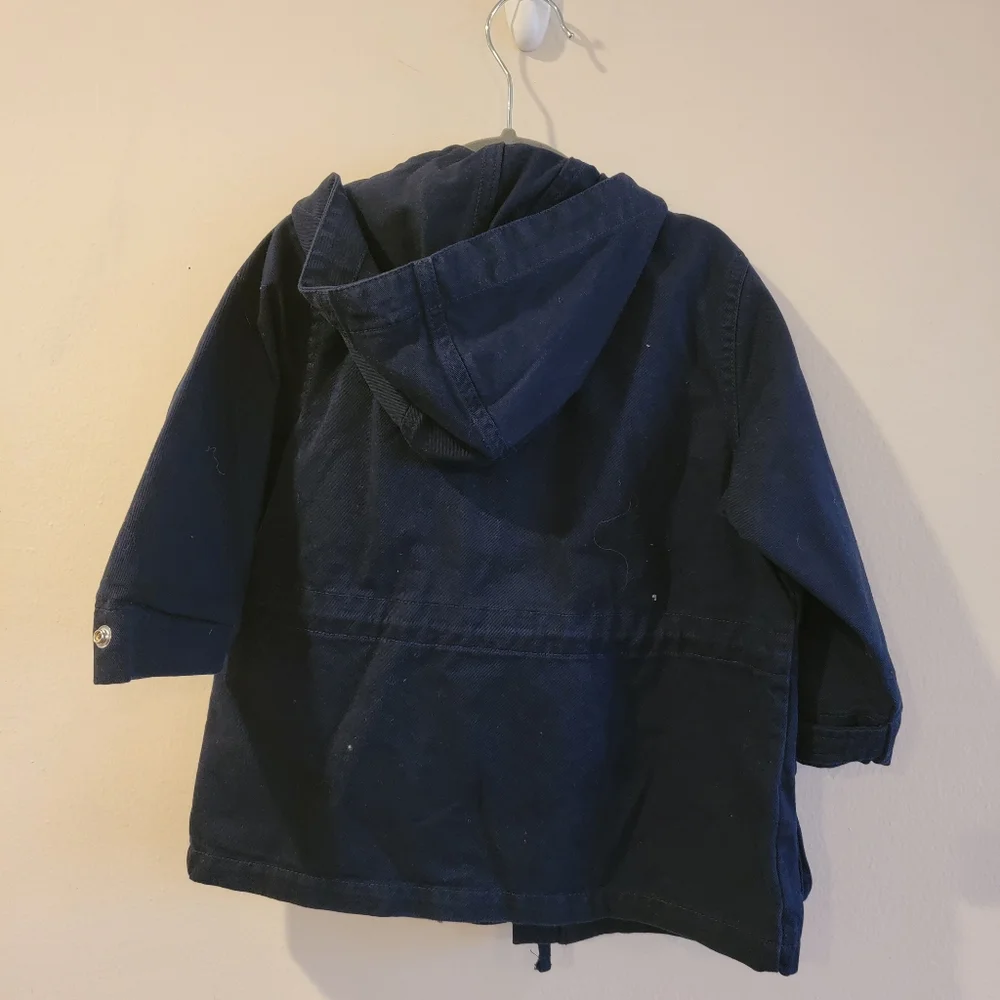 Polo Ralph Lauren Navy Blue Cotton Canvas Trench jacket size 2 t Runs Big